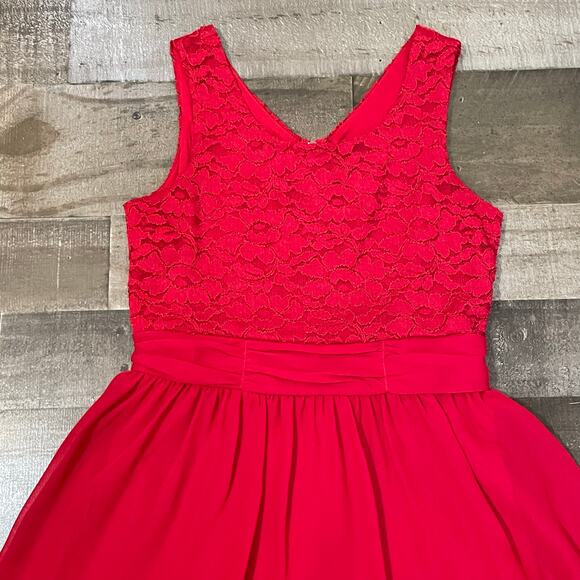 Speechless Girls Red Sleeveless Hi-Low Fit & Flare Dress Size 16 - Picture 7 of 13